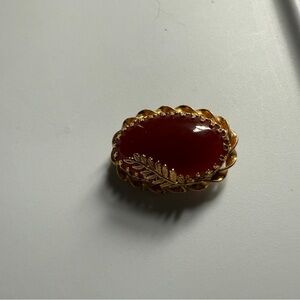 Elegant Gold and Red Women's Brooch